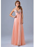 Spaghetti Straps Beaded Ruched Chiffon Elegant Long Prom Dress Spaghetti Straps Beaded Ruched Chiffon Elegant Long Prom Dress